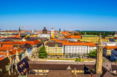 Almanya 'nın Bavyera şehrinin Münih kentinden Münih' in hava manzarası