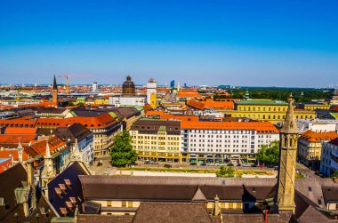 Almanya 'nın Bavyera şehrinin Münih kentinden Münih' in hava manzarası
