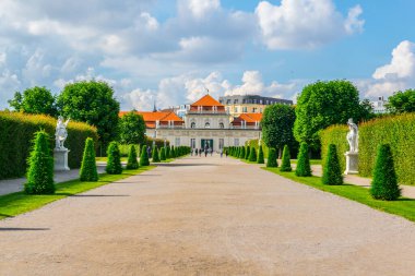 View of Belvedere palace in Vienna and surrounding gardens