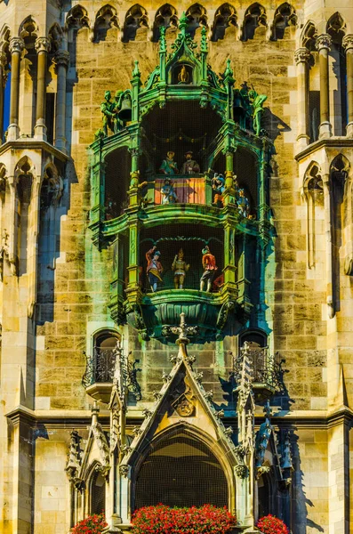 Carillon Situated Wall New Town Hall Munich German Called Rathaus — Fotografia de Stock