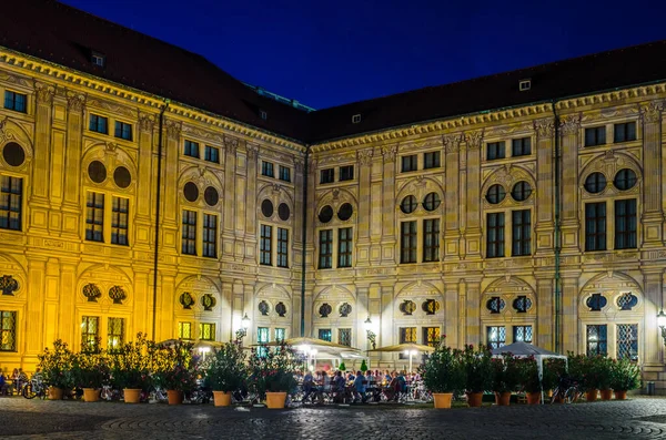 Night View Building Named Residenz Munich Bavaria Germany Sunny Ambiance — Foto Stock