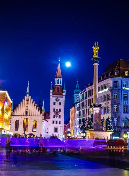 Вид Старую Ратушу Ночью Мюнхене — стоковое фото