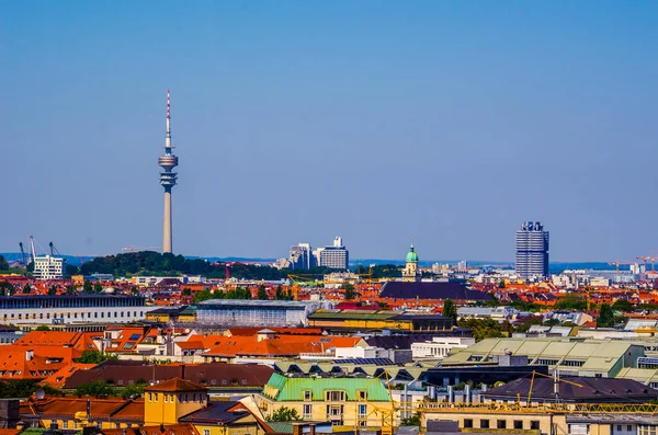 Vista Aérea Torre Olímpica Munich Ciudad Alemana —  Fotos de Stock
