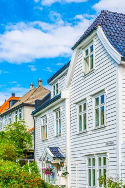 Norveç 'in Bergen şehrinde eski ahşap bir ev manzarası