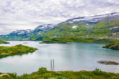 Oslo ve Berge arasındaki Norveç 'in en manzaralı demiryolu hattı boyunca Finse yakınlarındaki doğa manzarası