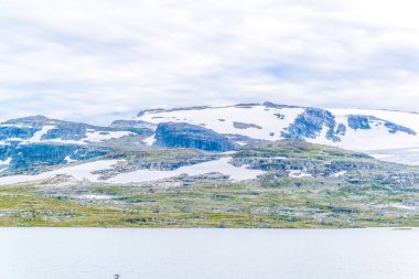 Oslo ve Berge arasındaki Norveç 'in en manzaralı demiryolu hattı boyunca Finse yakınlarındaki doğa manzarası