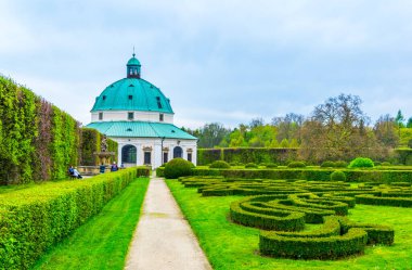 Kromeriz 'deki Kvetna Zahrada bahçesinin görüntüsü Unesco Dünya Mirası sitesi olarak kaydolmuştur.