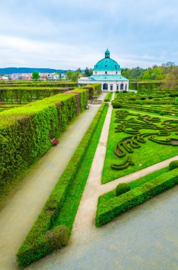 Kromeriz 'deki Kvetna Zahrada bahçesinin görüntüsü Unesco Dünya Mirası sitesi olarak kaydolmuştur.