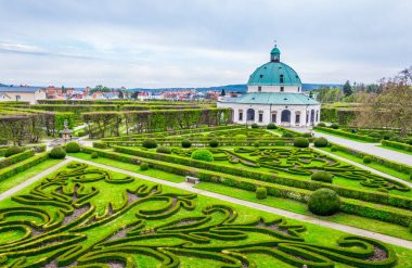 Kromeriz 'deki Kvetna Zahrada bahçesinin görüntüsü Unesco Dünya Mirası sitesi olarak kaydolmuştur.
