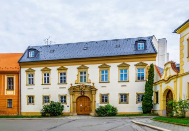 Çekler 'in eski şehri Olomouc' ta bir cadde manzarası