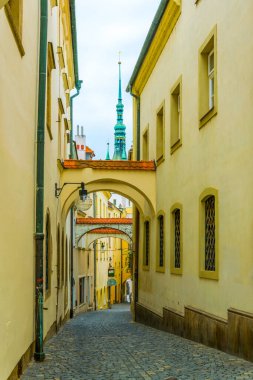 Çekler 'in eski şehri Olomouc' ta bir cadde manzarası