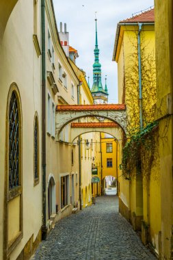 Çekler 'in eski şehri Olomouc' ta bir cadde manzarası