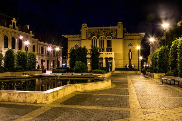 Teatro Petofi Cidade Húngara Sopron Durante Noite — Fotografia de Stock