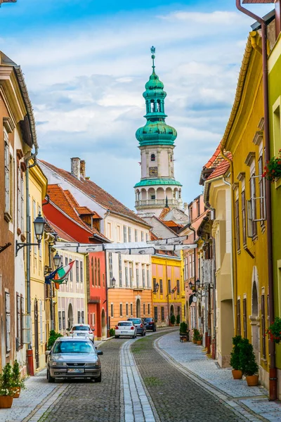 View Fire Tower Narrow Street Old Town Sopron Hungary — Stock Photo, Image