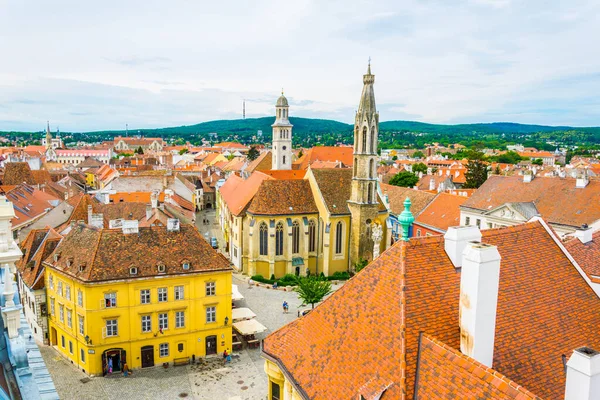 Aerial View Ter Main Square Hungarian City Sopron Including Holy — 스톡 사진