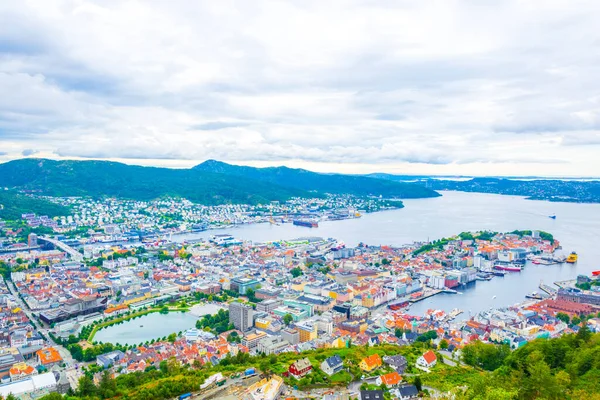 View Bergen Harbor Mountain Floye — Stockfoto