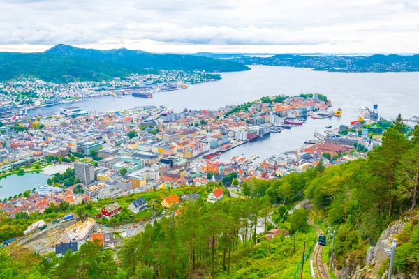 Vista Bergen Porto Dalla Montagna Floye — Foto Stock
