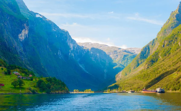 Aurlandsfjord Unesco Zapsáno Přírodní Dědictví Norwě — Stock fotografie