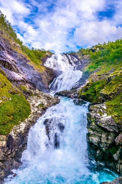 Giant Kjosfossen Waterfall Flam Norwa — стоковое фото