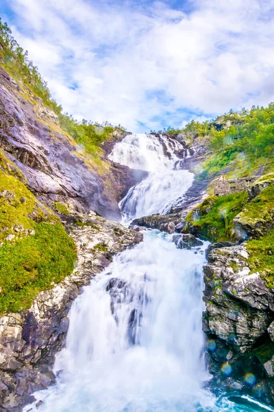 Giant Kjosfossen Waterfall Flam Norwa — стоковое фото