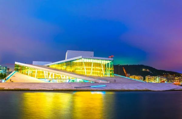 Noční Pohled Operu Oslu — Stock fotografie