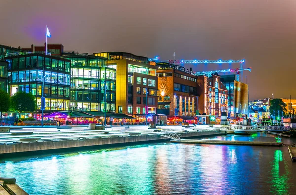 Vista Notturna Porto Nella Città Norvegese Oslo — Foto Stock