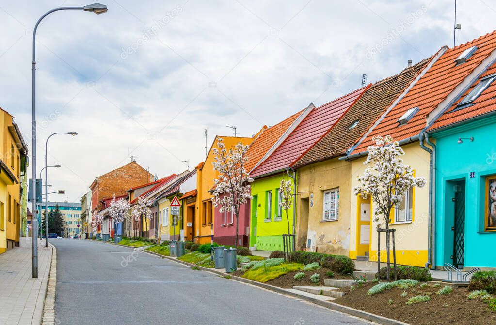 view of a residential quarter of the czech city Kromeri