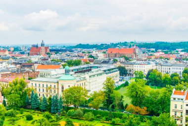 Polonya şehri Krakow / Krakow 'un hava görüntüsü.
