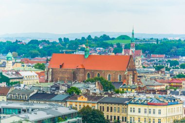 Polonya 'nın Krakow / Krakow bölgesindeki Kazimierz Kilisesi' nin havadan görünüşü. 
