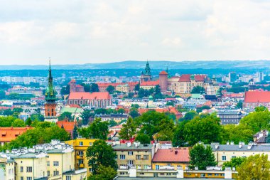 Polonya, Krakow 'daki Wawel Kraliyet Kalesi' nin hava manzarası..