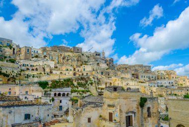 İtalyan şehri Matera 'nın çatı manzarası