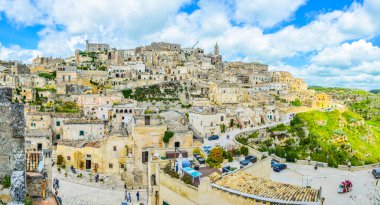 İtalyan şehri Matera 'nın çatı manzarası