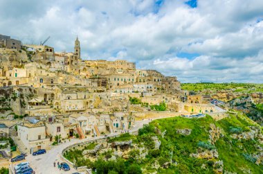 İtalyan şehri Matera 'nın çatı manzarası