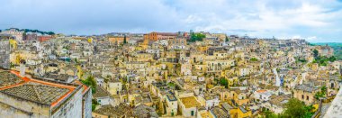 İtalyan şehri Matera 'nın çatı manzarası