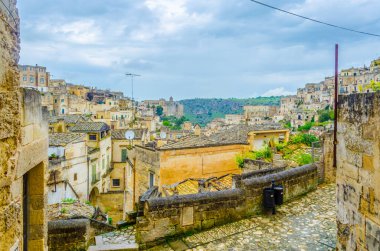 İtalyan şehri Matera 'nın çatı manzarası