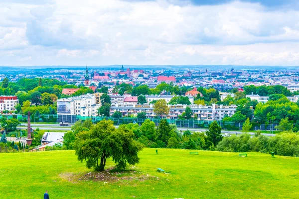 Widok Lotu Ptaka Stare Miasto Krakowa Krakowa Zielonego Wzgórza — Zdjęcie stockowe