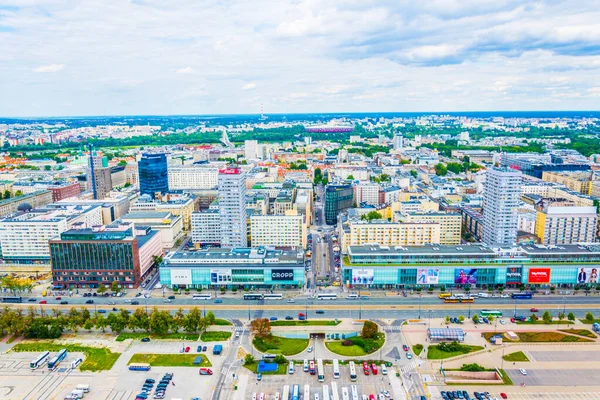 Vista Aérea Del Centro Varsovia Desde Palacio Cultura Ciencia — Foto de Stock