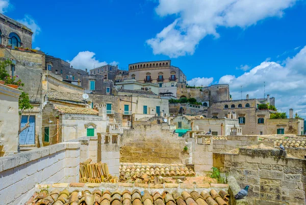 İtalyan şehri Matera 'nın çatı manzarası