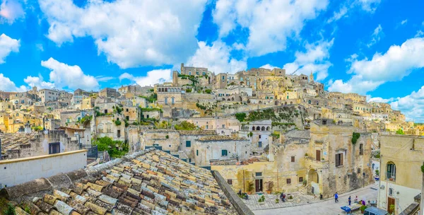 İtalyan şehri Matera 'nın çatı manzarası