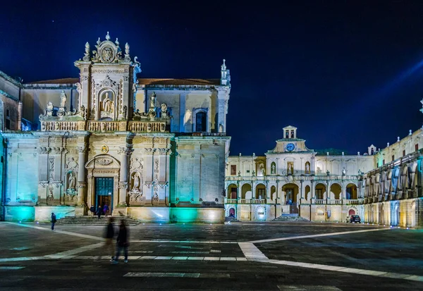Vista Nocturna Catedral Santa Maria Assunta Lecce —  Fotos de Stock