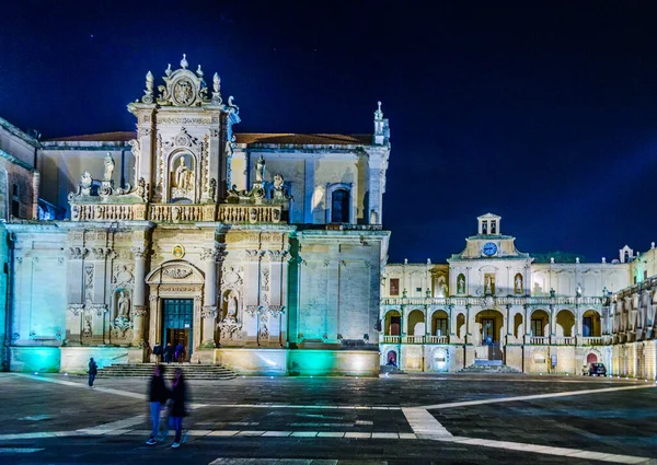 Night View Cathedral Santa Maria Assunta Lecce — Zdjęcie stockowe