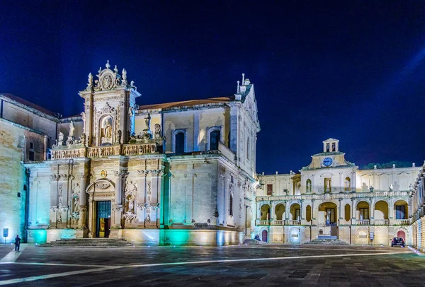 Night View Cathedral Santa Maria Assunta Lecce — ストック写真