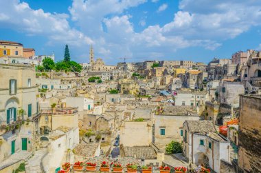 İtalyan şehri Matera 'nın çatı manzarası
