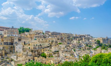 İtalyan şehri Matera 'nın çatı manzarası