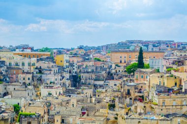 İtalyan şehri Matera 'nın çatı manzarası