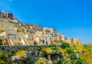İtalyan şehri Matera 'nın çatı manzarası