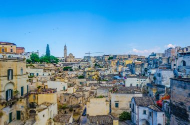 İtalyan şehri Matera 'nın çatı manzarası