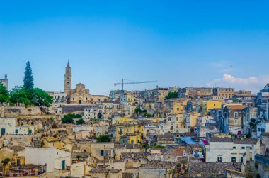 İtalyan şehri Matera 'nın çatı manzarası