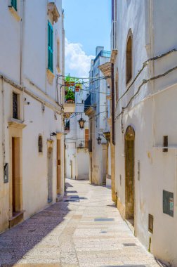 View of a white narrow street in the Italian city Martina Franc