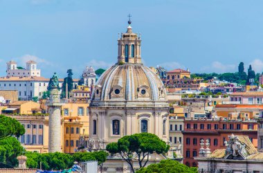 aerial view of forum romanum and surrounding areas of historical centre of italian capital rome.